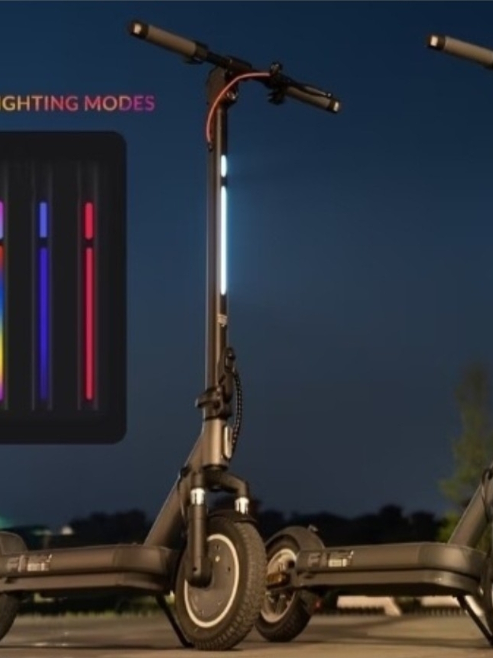 LED Accent Black Electric Scooter with Enhanced Visibility